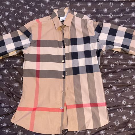 burberry check cuff cotton top|Burberry somerton long sleeved shirt.